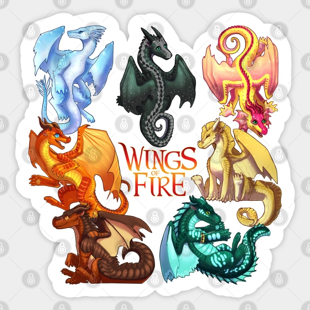 Wings of Fire: Jade Winglet Dragonets (with Logo) Sticker by Biohazardia